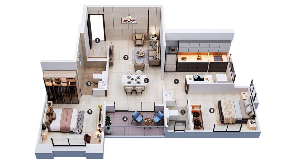 Venktesh Viom 2 BHK floor plan