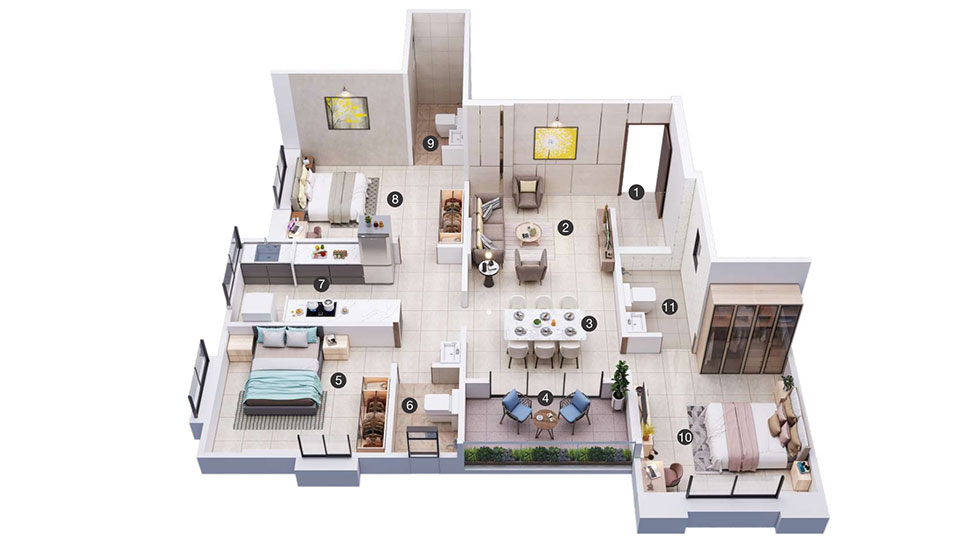 Venktesh Viom 3 BHK floor plan